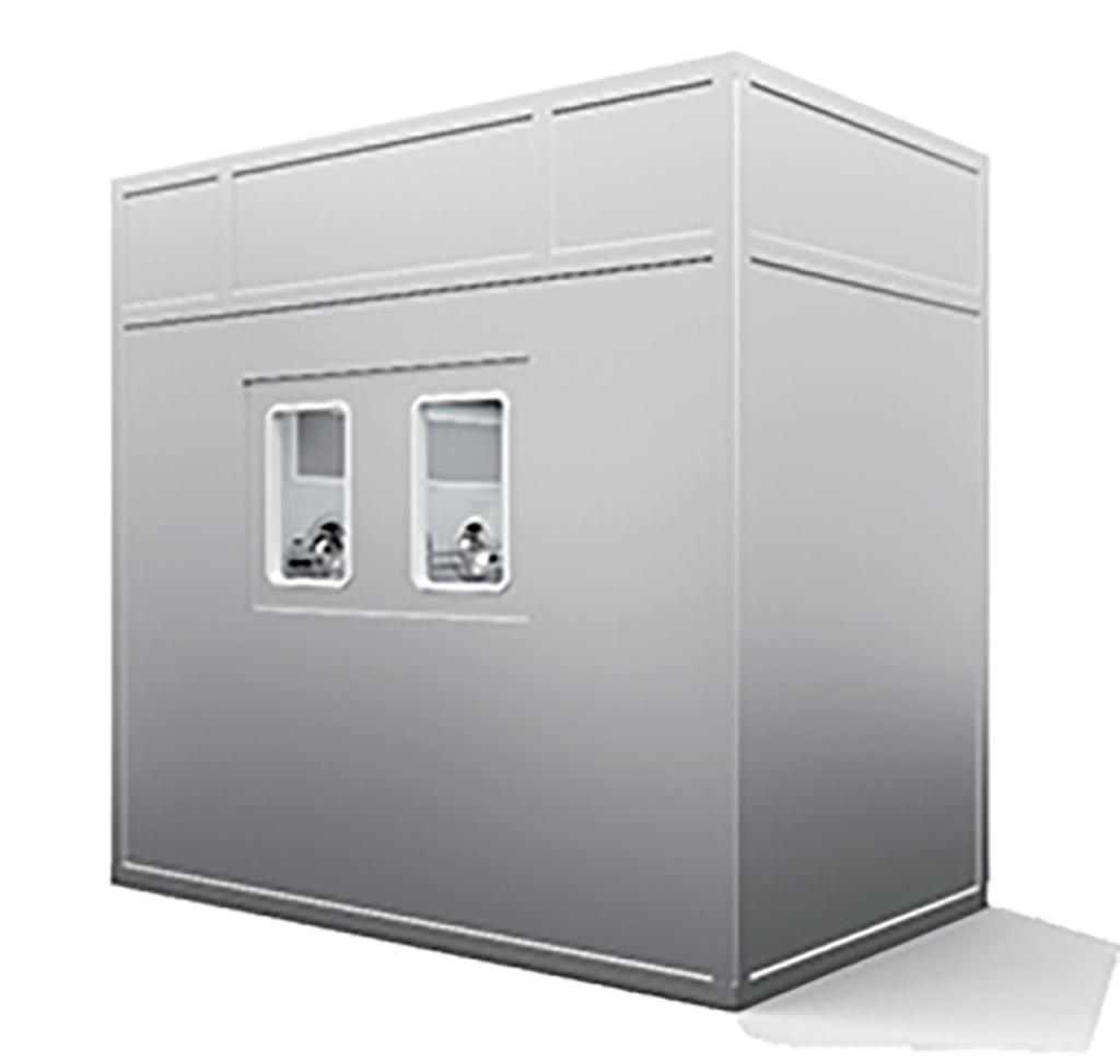 Air shower pass-through window